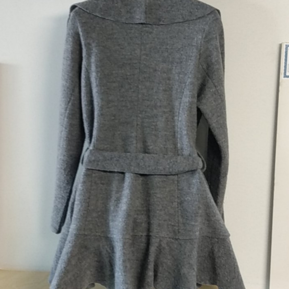 Wool Ruffle Mid Length Coat by A.B.S - Picture 6 of 7